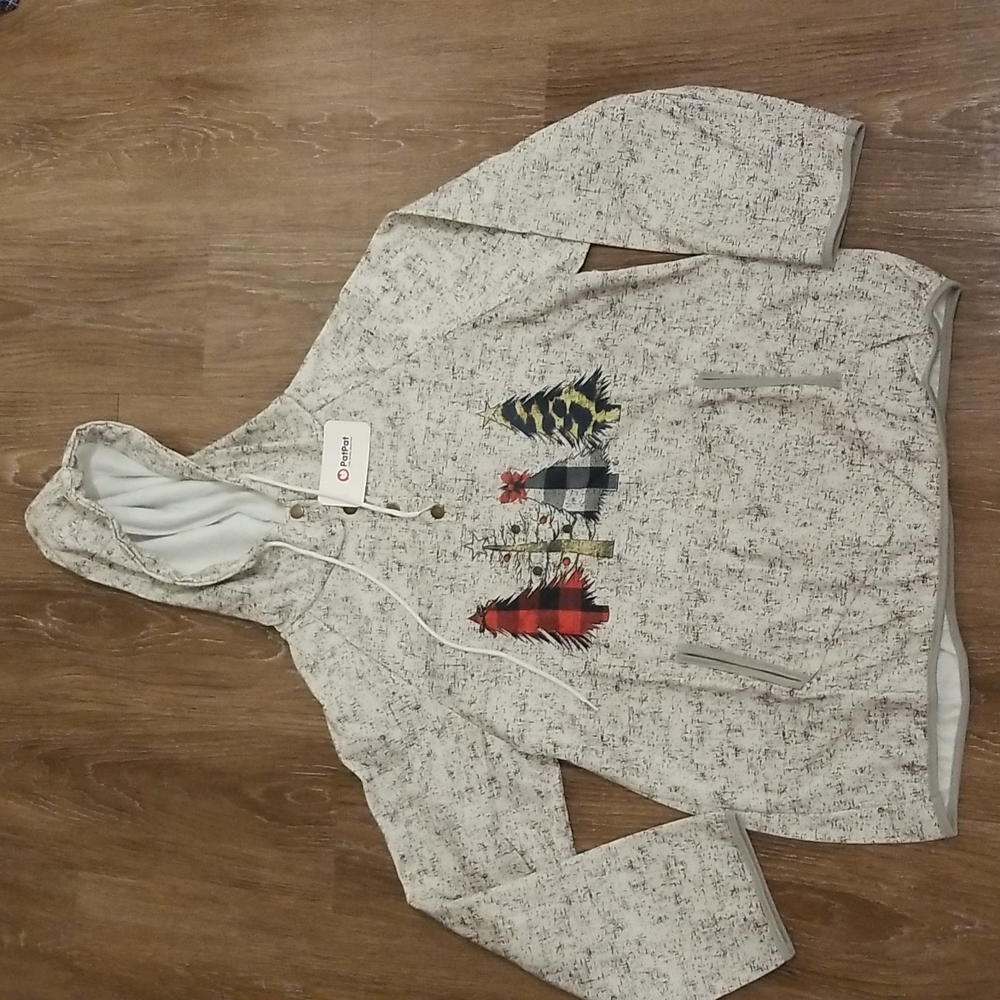 (14W) NWT PatPat Graphic Holiday Drawstring Pullover Hoodie Festive Cozy Winter